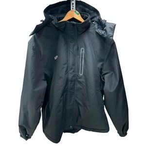 DLGJPA XXL Women’s Coat w/ Hood Faux Fur Lined Adjustable Cuff Winter Ski Black